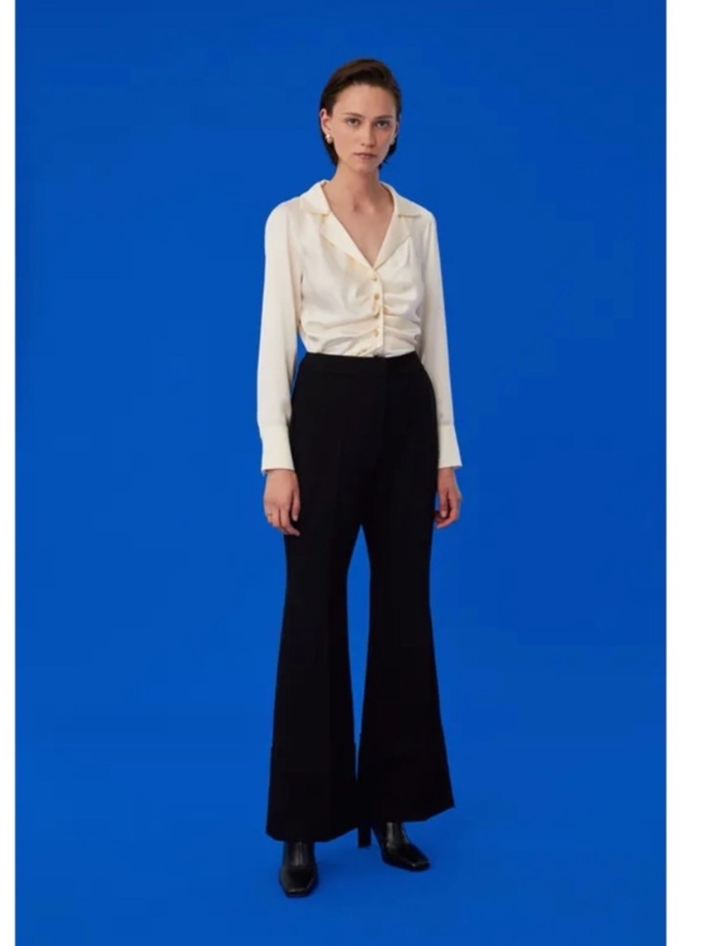Exquise Womens Black Wide Leg High Rise Trousers